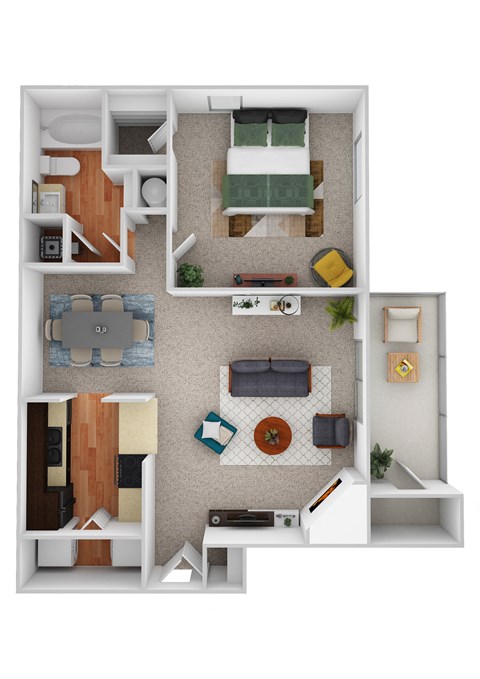 A4 - Willow Floor Plan at Riverset Apartments, Memphis, TN
